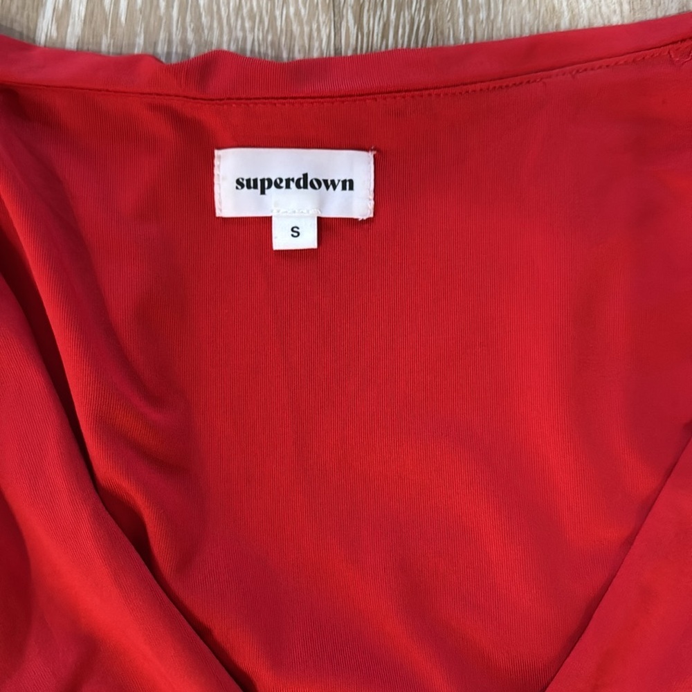 Superdown Farrah Red Ruched V-Neck Sleeveless Dress S - Picture 9 of 13